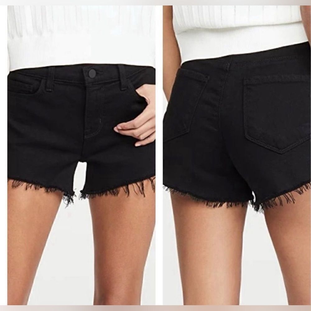 L'AGENCE NWT Audrey Cut Off Denim Shorts in Nior Black Size 23